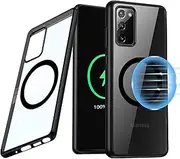 [Guizzcg] for Samsung Galaxy Note 20 Case [Compatible with Magsafe] Flexible TPU Bumper + Clear Back Slim Shockproof Drop Protection,Magnetic Cover for Galaxy Note 20 -Black
