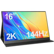 2K Portable Monitor 16 Inch 144Hz 2560x1440 Travel Monitor 100% sRGB Laptop Moni