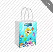 10 Baby Shark Big Show White Kraft Gift Bag Birthday Party Favor 5.5 x 8 Kids
