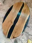 60"x36" Black Epoxy Resin Dining Table Oval Shape Wooden Live Edge Farmhouse Dec