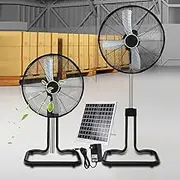 Solar Rechargeable Floor Standing Fan With Solar Panel, Battery Powered, Two Charging Methods, Oscillating Pedestal Fan For Home Warehouse(55cm/22in)