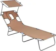 Folding Beach Lounge Chair, Folding Beach Lounge Chair, Folding Beach Lounge Chairs for Adults, Folding Lounge Beach Chair for Outdoor Patio, Beach, Lawn, Camping(Brown)