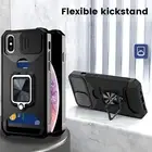 Shockproof Hybrid Case with Slide Camera Cover for iPhone X / XS - 5.8", Black