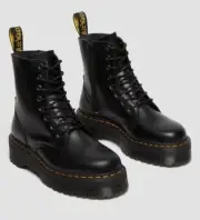 Dr Martens Jadon Polished Smooth Leather Platform Boots Black Size 6 Men / 7 Wom