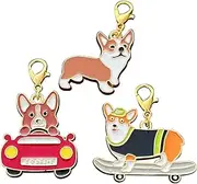 [AMOBESTER] Corgi Dog Clip on Charms Corgi in Car, Corgi on Scooter, Corgi Dog Charms with Lobster Clasp Aminal Jewelry for Pet Lover Corgi Mom Puppy Mom, Zinc, No Gemstone