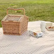 Aufondof Extra Large Picnic Blanket Waterproof for Outdoors,80"×80" Outdoor Gingham Blanket Foldable Giant Picnic Mat Washable for Pack Grass Sandproof Big Beach Blanket Travel Camping Accessories