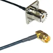 RFC100 UHF Female Flange to SMA MALE ANGLE Coax RF Cable USA-Ship Lot