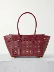 [Alaïa] Alaïa - New Mina 20 Laser-cut Leather Tote - Burgundy - One size One size Burgundy