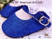 BLUE Sparkle MARY JANES fits 18" American Girl DOLL SHOES