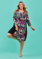 [Taking Shape] Taking Shape Bamboo Fun Print Placket Nightie Size 16 in Print - Plus Size Women's Clothing Print