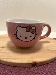 Hello Kitty Large Oversized Coffee Mug Soup Cup Light Pink / Polka Dots - NEW