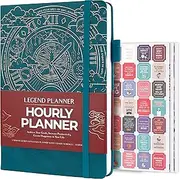 Legend Planner Hourly Schedule Edition – Deluxe Weekly & Daily Organizer with Time Slots. Time Management Appointment Book Journal for Work & Personal Life, Undated, A5 Hardcover – Dark Teal Gold