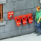 OO Gauge Fire Buckets - Model Railway Fire Bell - 1:76 Hornby Scale Scenery