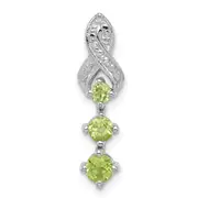 Sterling Silver Rhodium-plated Peridot and Diamond Pendant