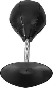 HONMEET Tabletop Boxing Ball with Spring Stand Fitness Exercise Ball for Office Coordination Training Big Suction Cup Black for