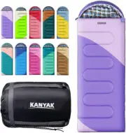 Camping Sleeping Bag, 32℉ Sleeping Bags for Adults Dark Purple & Light Purple