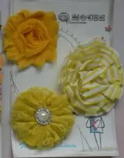 Sunshine YELLOW 3 Flower Mix Fabric Lace Organza 65-75mm Across Manor House