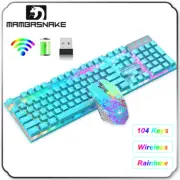 2.4G Wireless Gaming Keyboard and Mouse Set Rainbow LED Backlit for Gamer Office