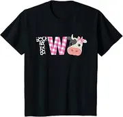 [X.Style] Kids Second Birthday Girl Cow Farm, 2nd Birthday Cow 2 Toddler ds1233 T-Shirt (S) Black