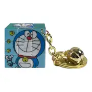 Doraemon Rubix Cube Puzzle Keychain with Clasp, Keyring, and Bell - Brand New!