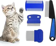 Flea Comb for Cat Dog, 4 PCS Flea Removal Lice Combs Fine Tooth Comb Grooming Set Remove Float Hair Tear Marks Tick Removal Tool