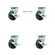 4 Inch Phenolic Caster Set with Ball Bearings 4 Brake 2 Swivel Lock SCC
