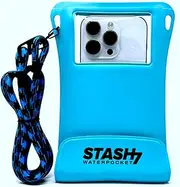Stash7 Waterpocket Premium Waterproof Phone Pouch | The Only Adventure Grade Phone Case for iPhone 14, 14 Pro Max, 13, 13 Pro Max, 8, 8 Plus, XS, XS Max, XR, Galaxy S9+, S10+ Blue