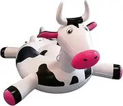 Portable Cow Shape Swimming Ring, Ride-On Swim Ring for Adults, Swimming Inflatable Mattress Giant Floating Bed with Electric Pump Inflatable LWX