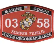 4.5" MARINE CORPS MOS 0358 FORCE RECONNAISSANCE EGA EMBROIDERED PATCH