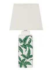 Botanic 1 Light Square Table Lamp in White/Green