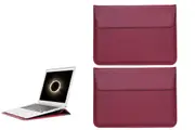 2Pcs PU Leather Sleeve Case Pouch Laptop Bag With Stand For Macbook 11 13 15 Inches-Wine Red
