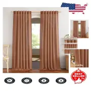 Chic Linen Caramel Curtains - Stylish Privacy with Light Filtering, 52" x 84"
