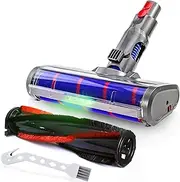 Brush Head Compatible with Dyson V7 V11 V8 V10 V15 SV12 SV10 SV11 SV14,Vacuum Cleaner Accessory for Deep Carpet and Hard Floor Cleaning,with 4 LED headlamps (Green Light) and 2 Spare Rollers