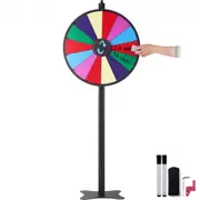 VEVOR 24 inch Spinning Prize Wheel, 14 Slots Spinning Wheel, Roulette Wheel with a Dry Erase and 2 Markers, Tabletop or Floor Standing Win Fortune Spi