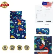 All-in-One Toddler Nap Mat - Sleeping Bag with Pillow & Blanket, Dinosaur Design