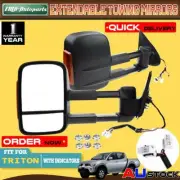 2x Black Front Electric Towing Mirrors for Mitsubishi Triton MQ MR w/ Indicators