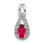 14k White Gold 1/10 Ct. Lab Grown Diamond VS/SI and Lab Created Ruby Pendant