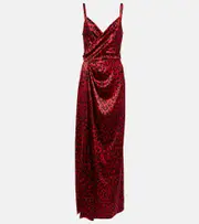[Dolce & Gabbana] Dolce & Gabbana Leopard-print silk-blend satin gown AU 16 red