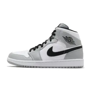 【NIKE 耐吉】休閒鞋 Air Jordan 1 Mid 男鞋 煙灰 白 黑 一代 喬丹 AJ1(554724-092)