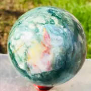 877g Natural Green Ocean Jasper Sphere Quartz Crystal Ball Specimen Healing