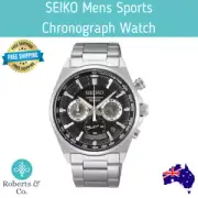 SEIKO Mens Sports Chronograph Watch Stainless Steel Mens Watch