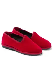 [Il Gufo] Il Gufo Grosgrain-trimmed velvet loafers UK 9 pink