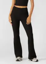 [Lorna Jane] Irresistible Stomach Support Rib Flared Leggings in Black, Size - Medium M Black