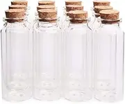 Danmu 12Pcs 40ml 1.18" x 3.14" Mini Glass Bottles Jars with Wood Cork Stoppers