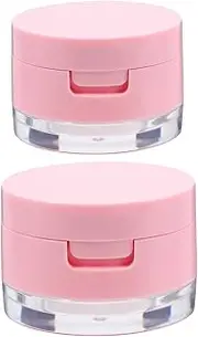 GANAZONO 2Sets Portable Loose Powder Boxes with Mirror Clamshell Cosmetic Case for Travel Includes Puff for Daily Makeup Blusher More