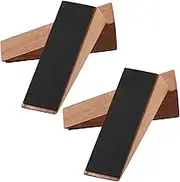 4 Pcs Door Stoppers for Floor, Non-Slip Wooden Door Stop, 9x3x2.5cm, Stackable Door Wedge with Heavy Duty Rubber Base, Door Jammer for Homes Offices Work Shops, All Types Surfaces (Brown)