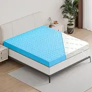 STARRY EUCALYPT 60D Foam 12cm Thick Memory Foam Mattress Topper with Cool Gel Infused, Bed Topper with Bamboo Fabric Cover Beddings, Highly Breathable Bedding Floor Mat Padding (Queen)