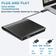 External DVD Drive USB 3.0 Type-C CD Burner Portable CD +/-RW Drive DVD Player f