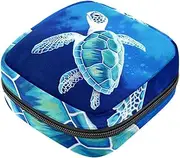Period Bag,Sanitary Napkin Storage Bag,Blue Sea Animal Sea Turtle,Tampon Holder for Purse