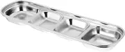 MOKKHNB Korean Style Stainless Steel Sauce Dipping Dish Divided Compartment Condiment Plate Plate for Sauces for Western Restaurants Home Dining